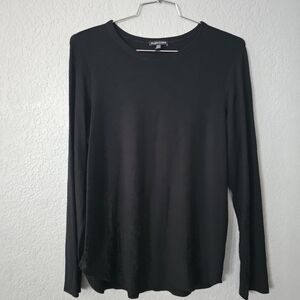 Eileen Fisher Size XL Crew Neck Pullover Top Black Long Sleeve